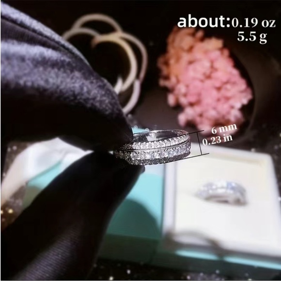 NEW LUXURY 925 Silver Luxurious Unisex Ring Fashion Diamond Ring - Picture 6 of 6